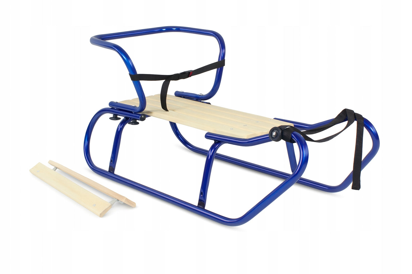 Metalinių Rogučių Komplektas su Nugara, Čiužiniu, Kojų Atramomis ir Diržu – Mėlyna Spalva – vaizdas 7