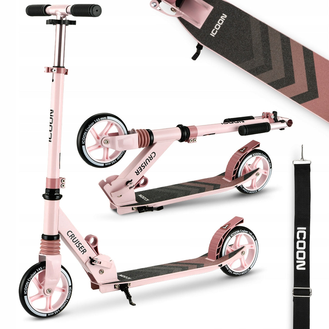 Paspirtukas Icoon Cruiser, sulankstomas, su amortizatoriumi, reguliuojamas, iki 50 kg