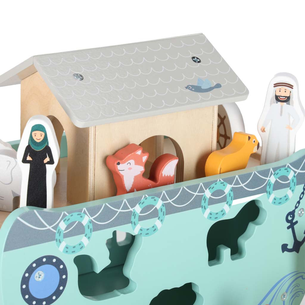 Lulilo medinis formų rūšiuoklis „Nojaus arka“ su gyvūnais, 9 elementai