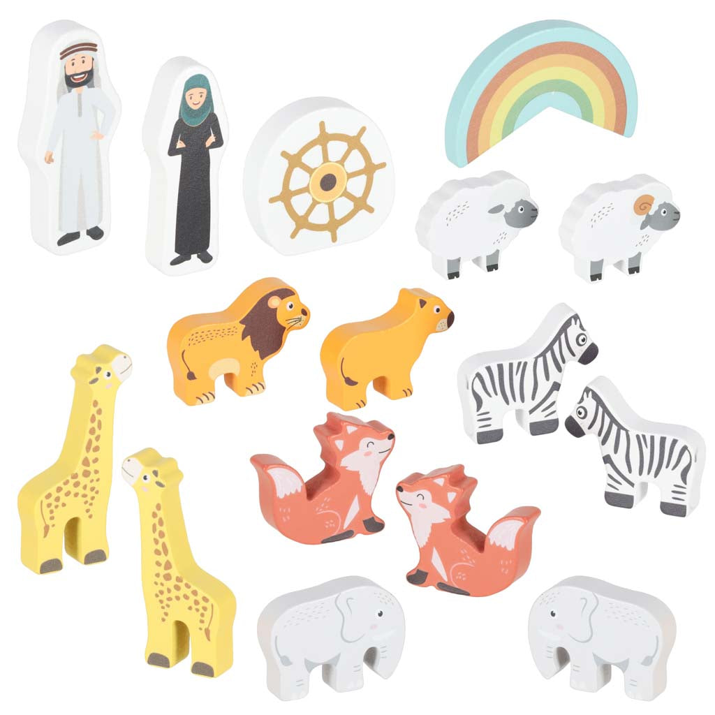 Lulilo medinis formų rūšiuoklis „Nojaus arka“ su gyvūnais, 9 elementai
