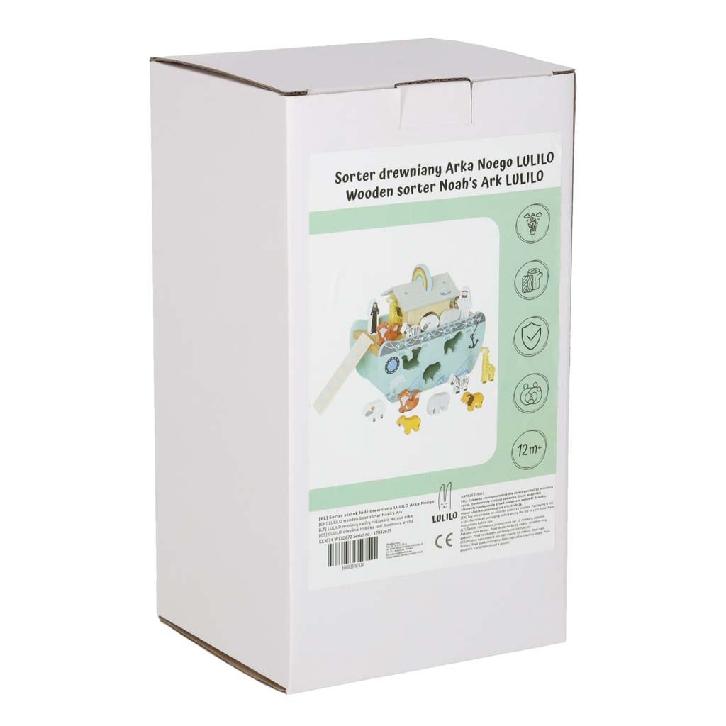 Lulilo medinis formų rūšiuoklis „Nojaus arka“ su gyvūnais, 9 elementai