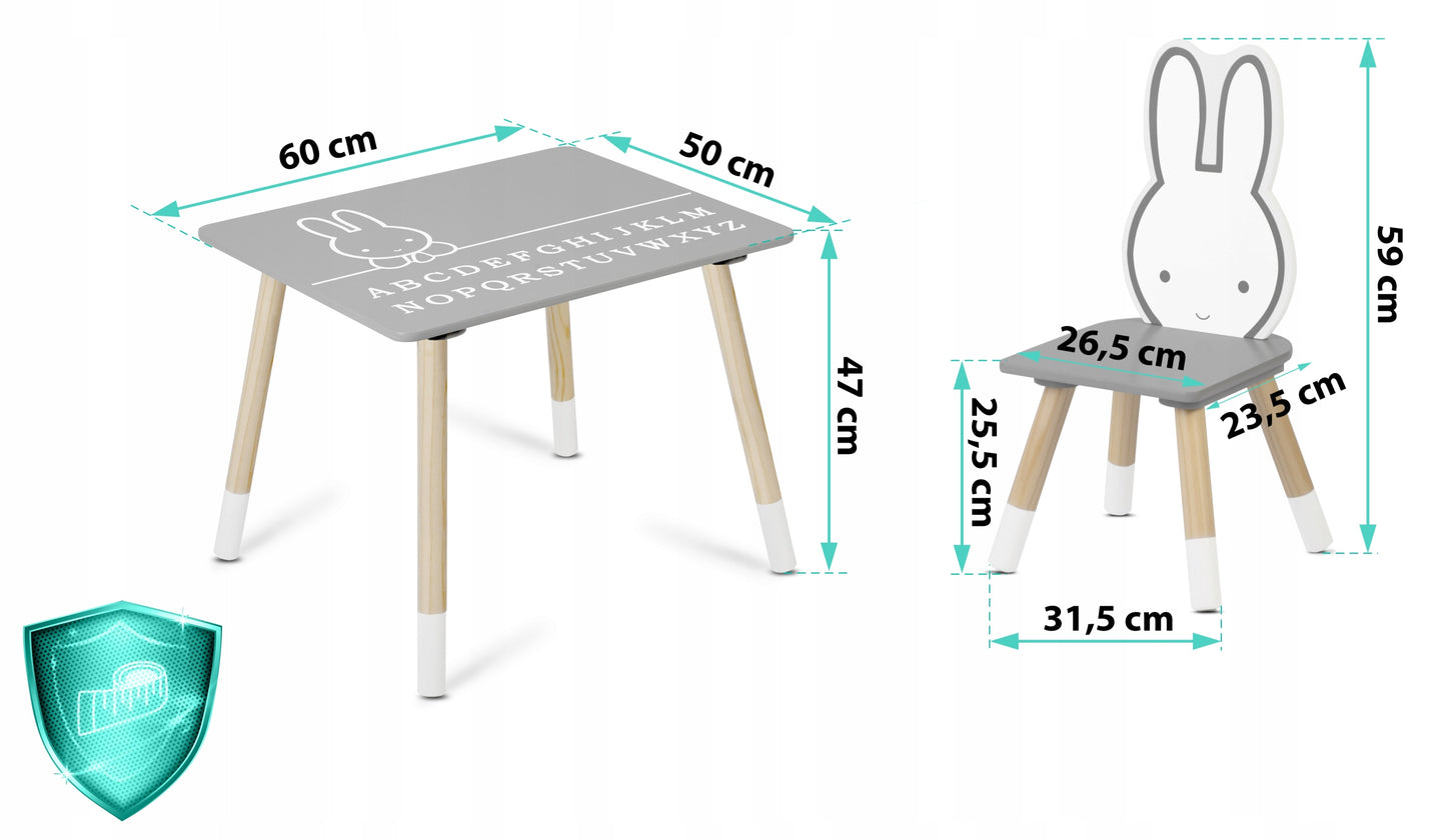Vaikų Stalo ir Kėdžių Rinkinys Pilkas – vaizdas 2