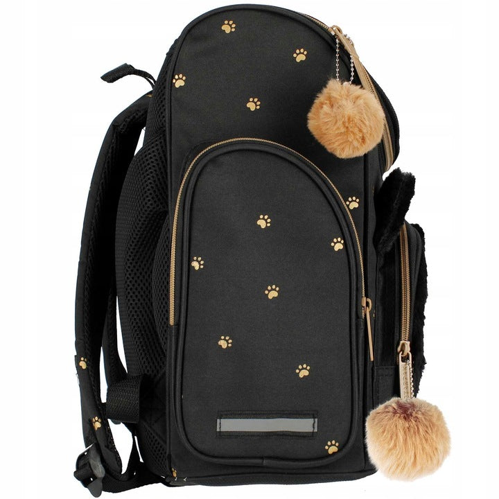 Mokyklinė kuprinė, katinėlis, su kailiniais ausytėmis – vaizdas 6