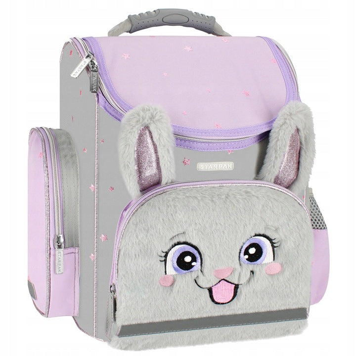 Mokyklinė kuprinė mergaitei, 1-3 klasei, su pūkuotomis zuikio ausimis, „Starpak“ markės – pagrindinis vaizdas