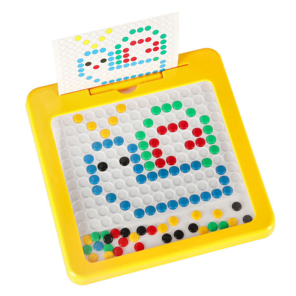 Montessori magnetinė lenta su spalvotų taškelių mozaika, geltona, 26 x 26 cm