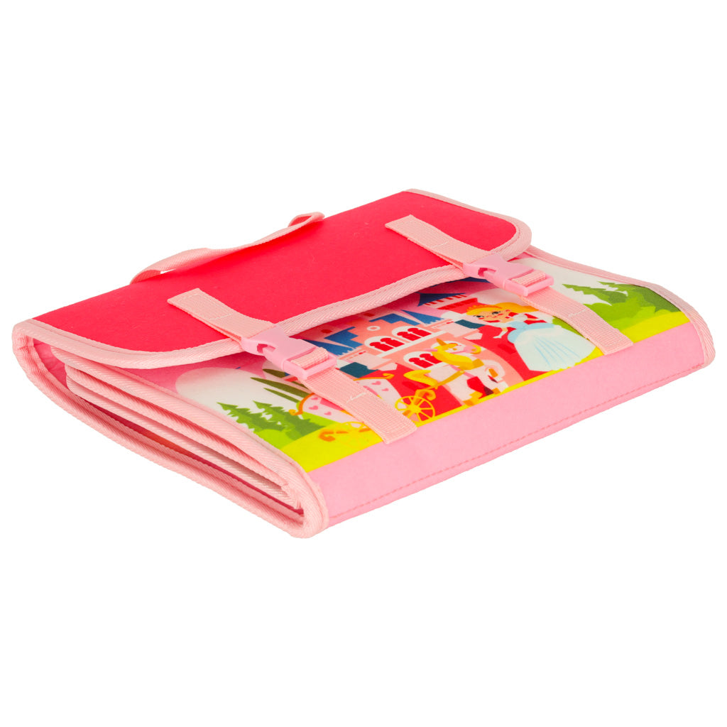 Montessori jutiminė manipuliacinė lenta-lagaminas/kuprinė, rožinė