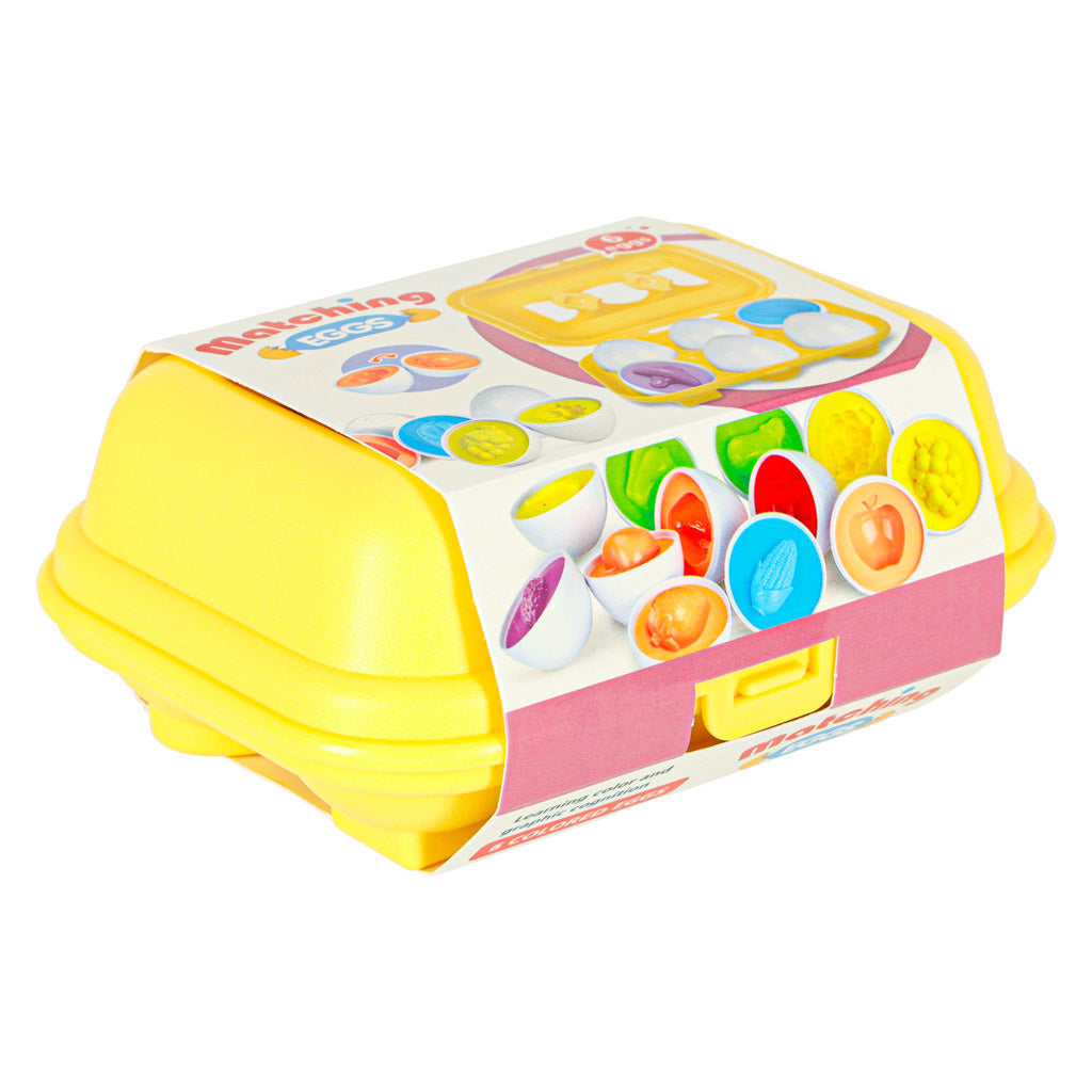 Edukacinis formų rūšiuoklis kiaušiniai „Montessori“ su vaisiais ir daržovėmis, 6 vnt.