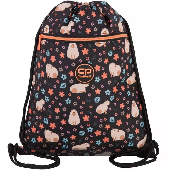 Sportinis maišelis, juodas su kapibara – pagrindinis vaizdas