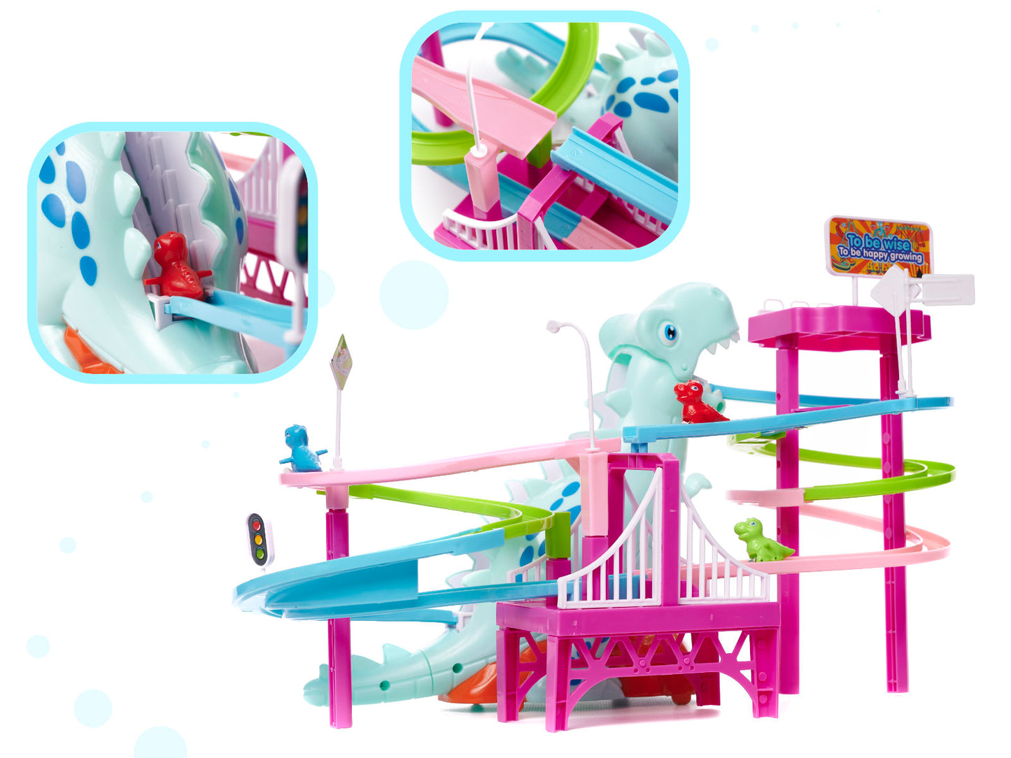 Dinozaurų lenktynių trasa, su automobiliais – vaizdas 4