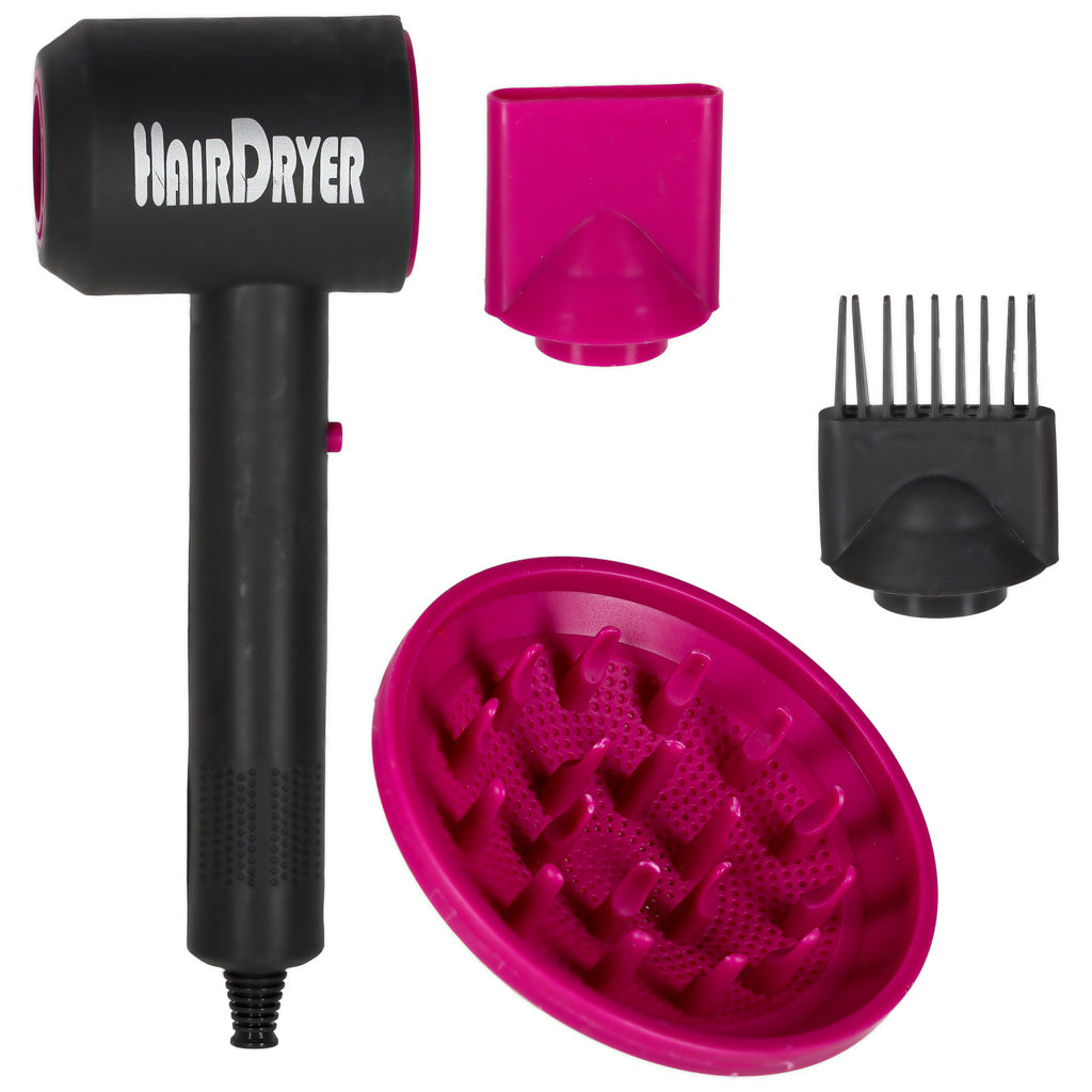 Kirpyklos rinkinys vaikams: džiovintuvas ir plaukų tiesintuvas su šviesos bei garso efektais, 19 elementų