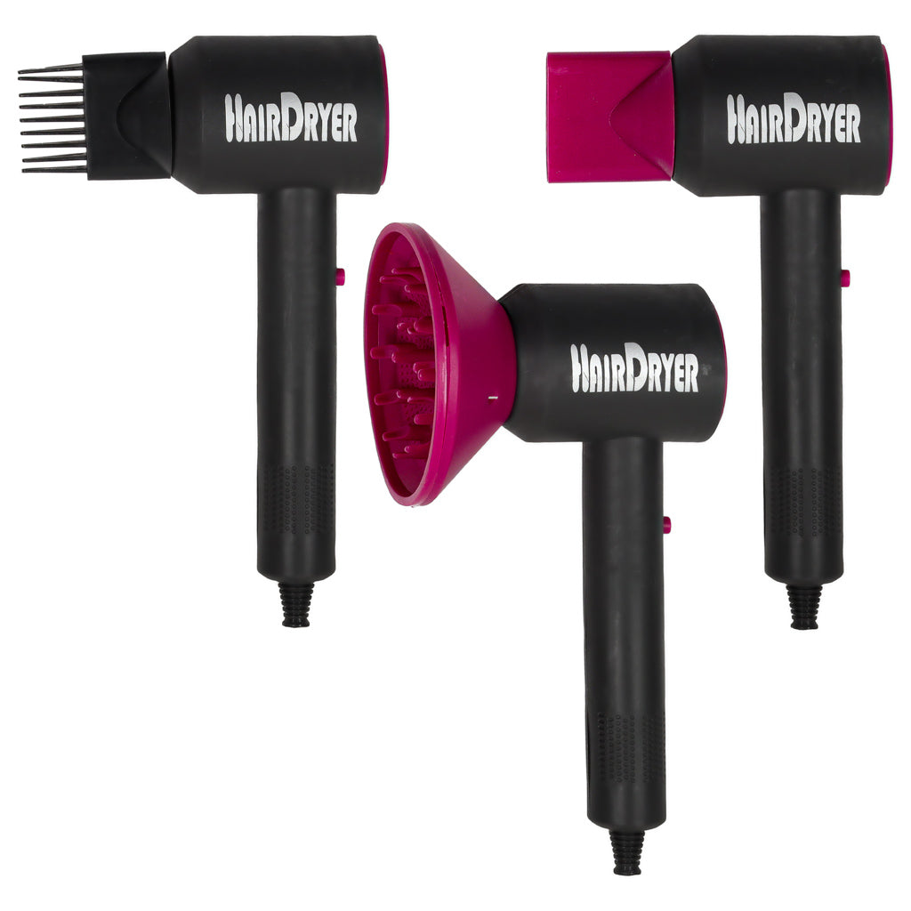 Kirpyklos rinkinys vaikams: džiovintuvas ir plaukų tiesintuvas su šviesos bei garso efektais, 19 elementų