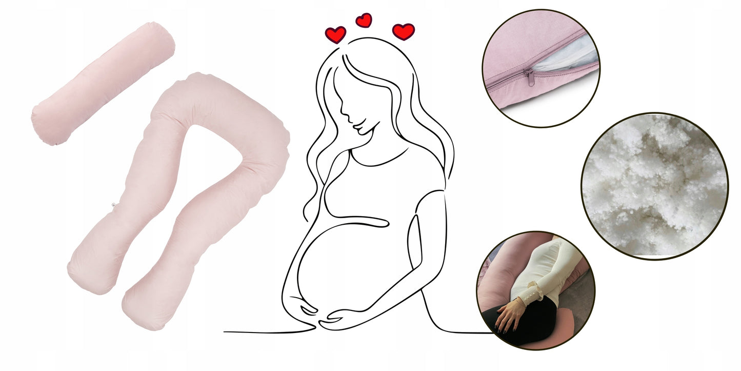 Rogal rožinė nėštumo pagalvė, U formos, naudojimas miegant – vaizdas 5