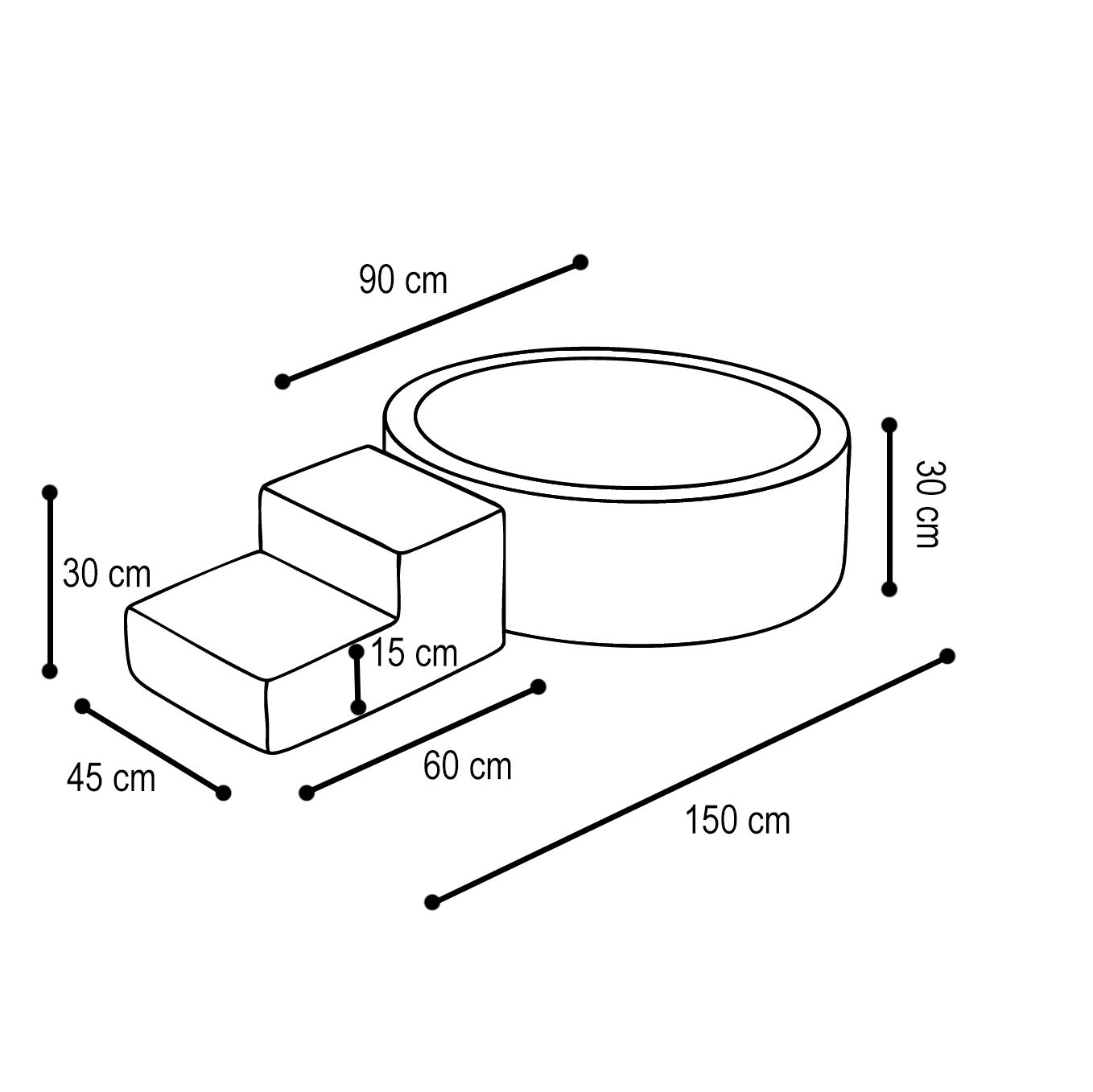 Premium Pliušinis Žaidimų Komplektas, Sausas Kamuoliukų Baseinas ir Laiptelis – vaizdas 4