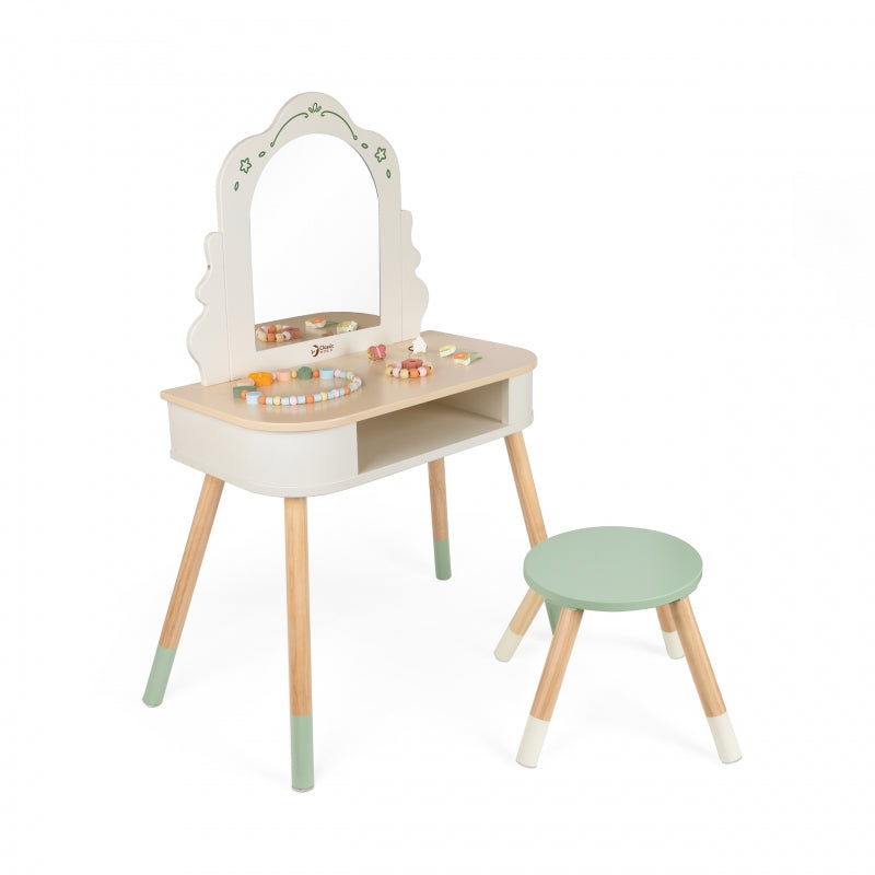 Medinis Makiažo Staliukas su Veidrodžiu, Kėde ir Priedais – vaizdas 5