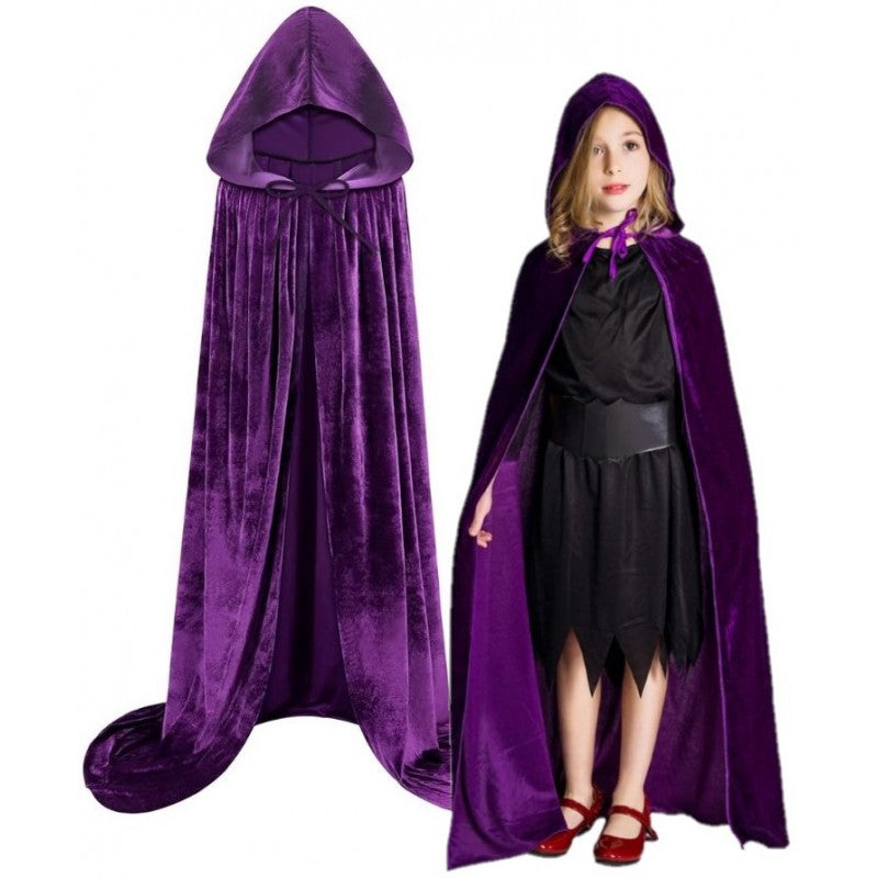 Ilgas purpurinis burtininko apsiaustas Helovino kostiumui – pagrindinis vaizdas