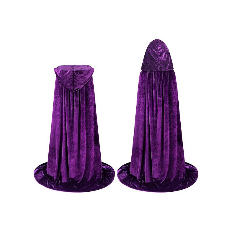 Ilgas purpurinis burtininko apsiaustas Helovino kostiumui – vaizdas 3