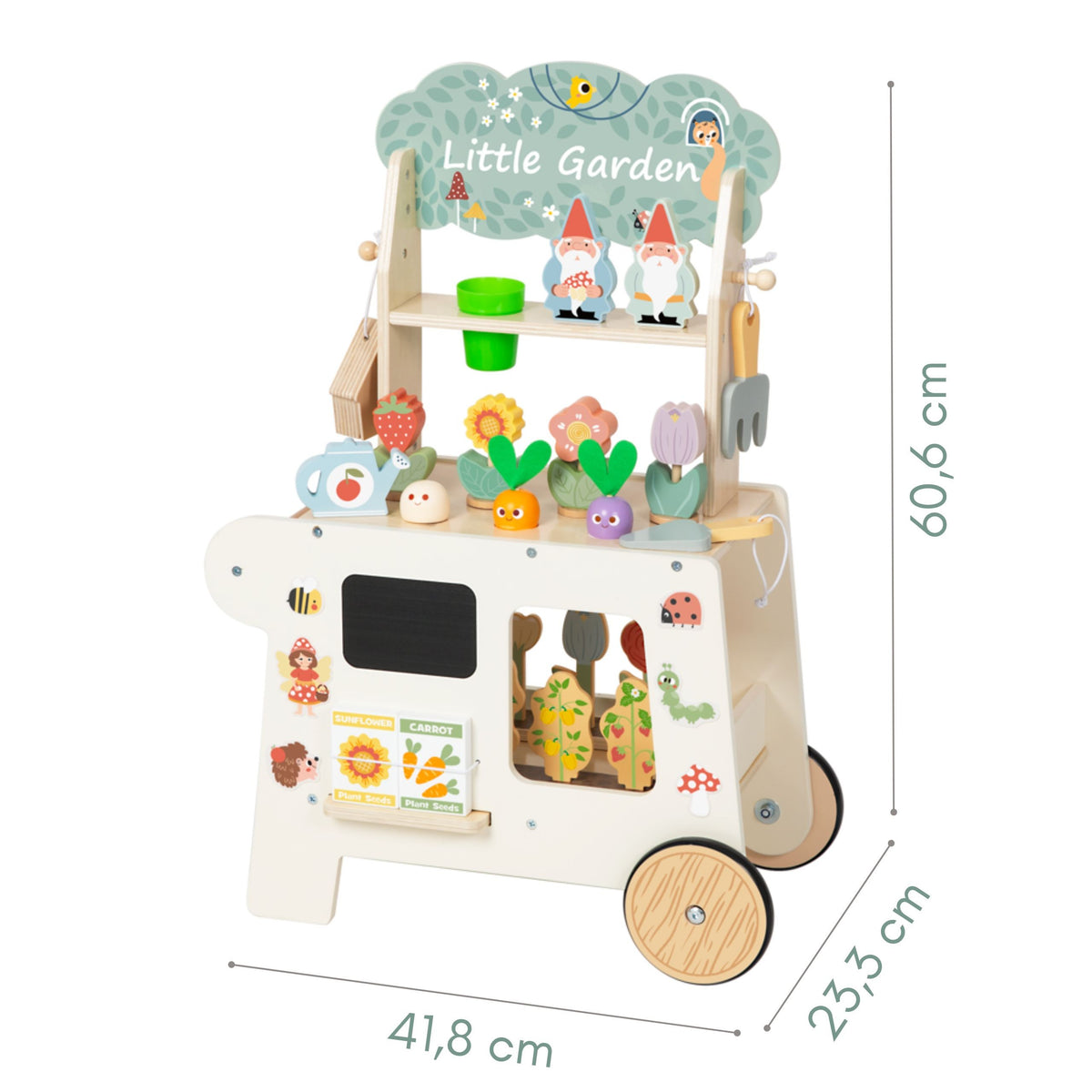 TOOKY TOY Montessori medinis sodo vežimėlis su priedais, 57 d.