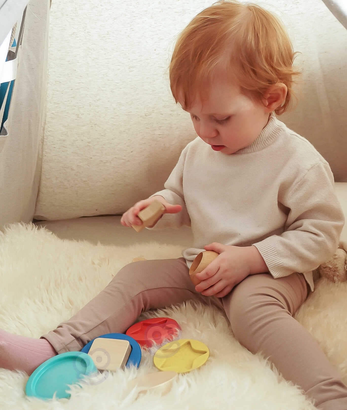 Tooky Toy medinė dėlionė – piramidė „Meškiukas“ (11 dalių) – vaizdas 3