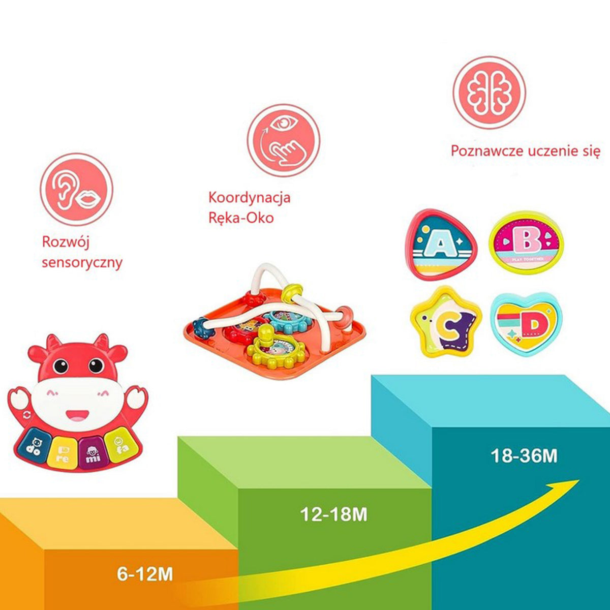 WOOPIE BABY Sensorinis Kubas 6in1 Montessori Rūšiuoklis Kūdikiams