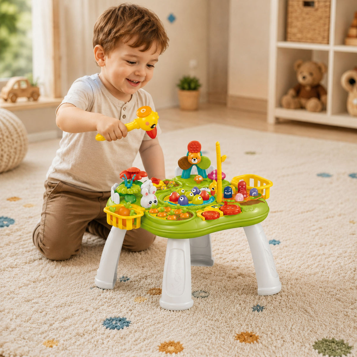 WOOPIE BABY 2in1 edukacinis staliukas su žūklės ir plaktuko žaidimais