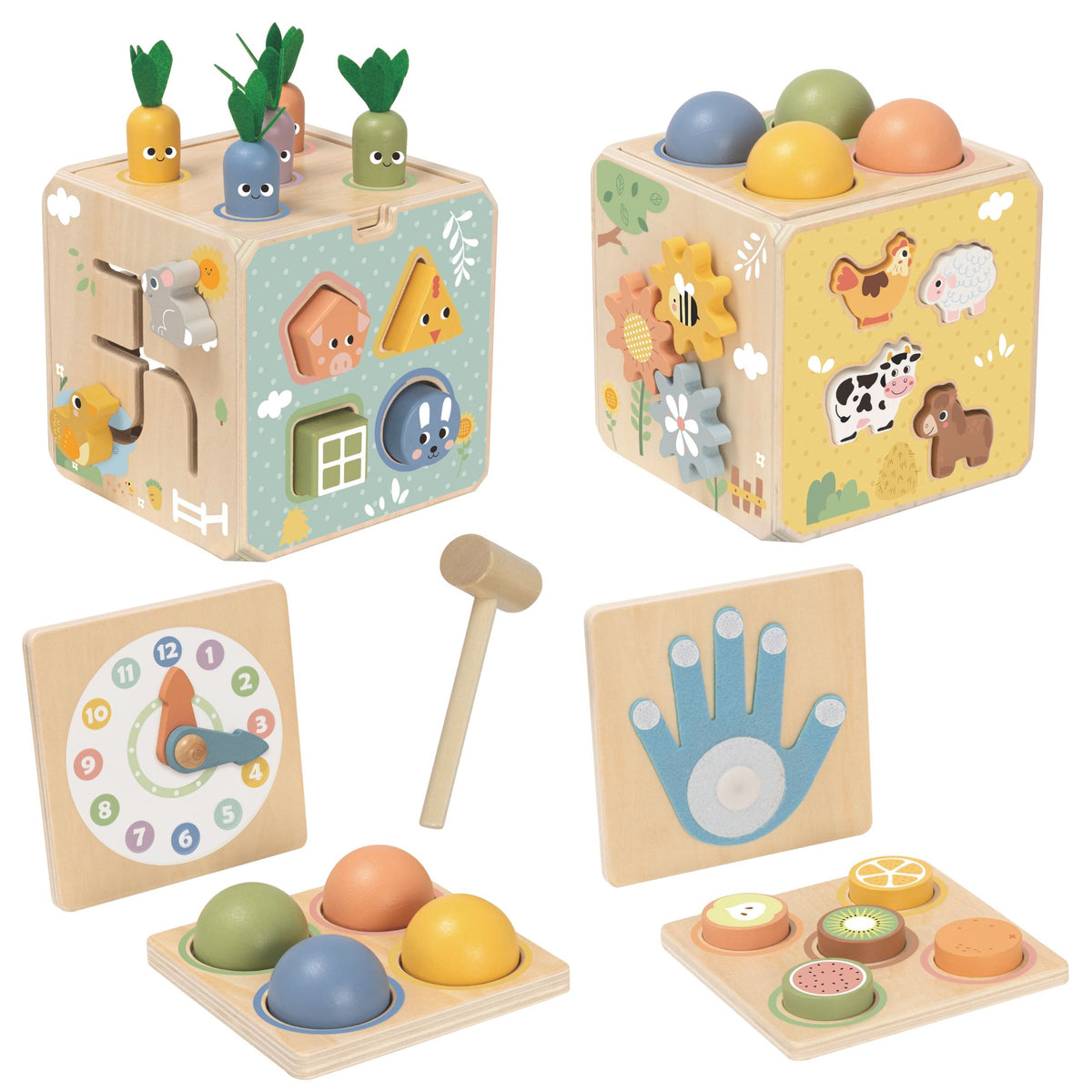 TOOKY TOY Medinis Edukacinis Kubas 5-in-1 su Priedais