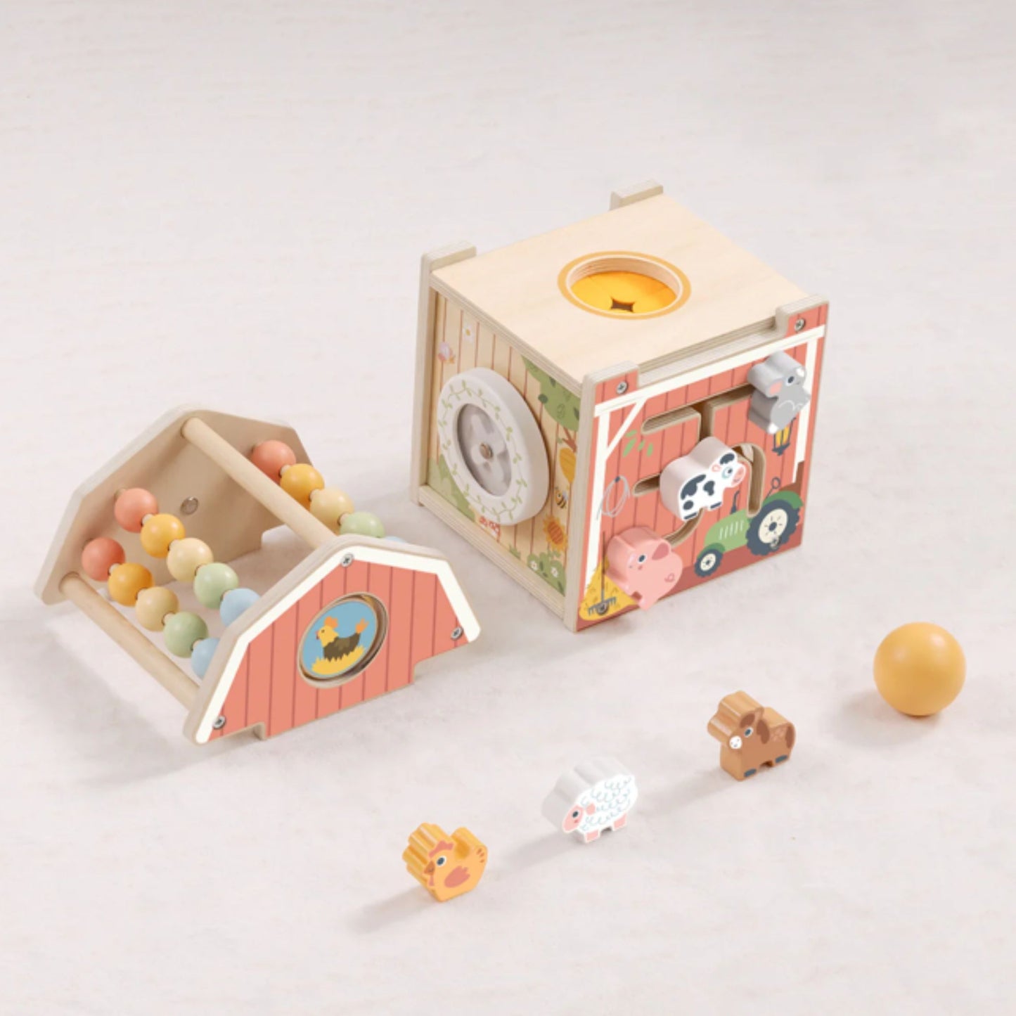 TOOKY TOY Medinis Ūkio Tvartų Rūšiuoklis Montessori Skaičiuotuvas +18 mėn
