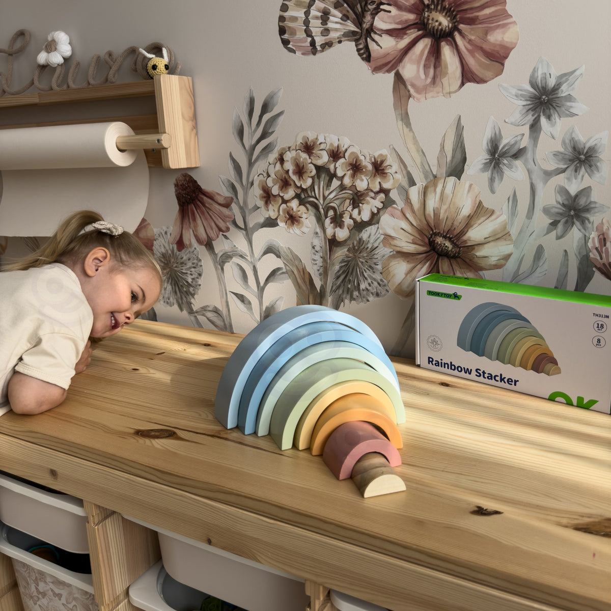 TOOKY TOY Pastelinė Vaivorykštė – Medinis Montessori Žaislas