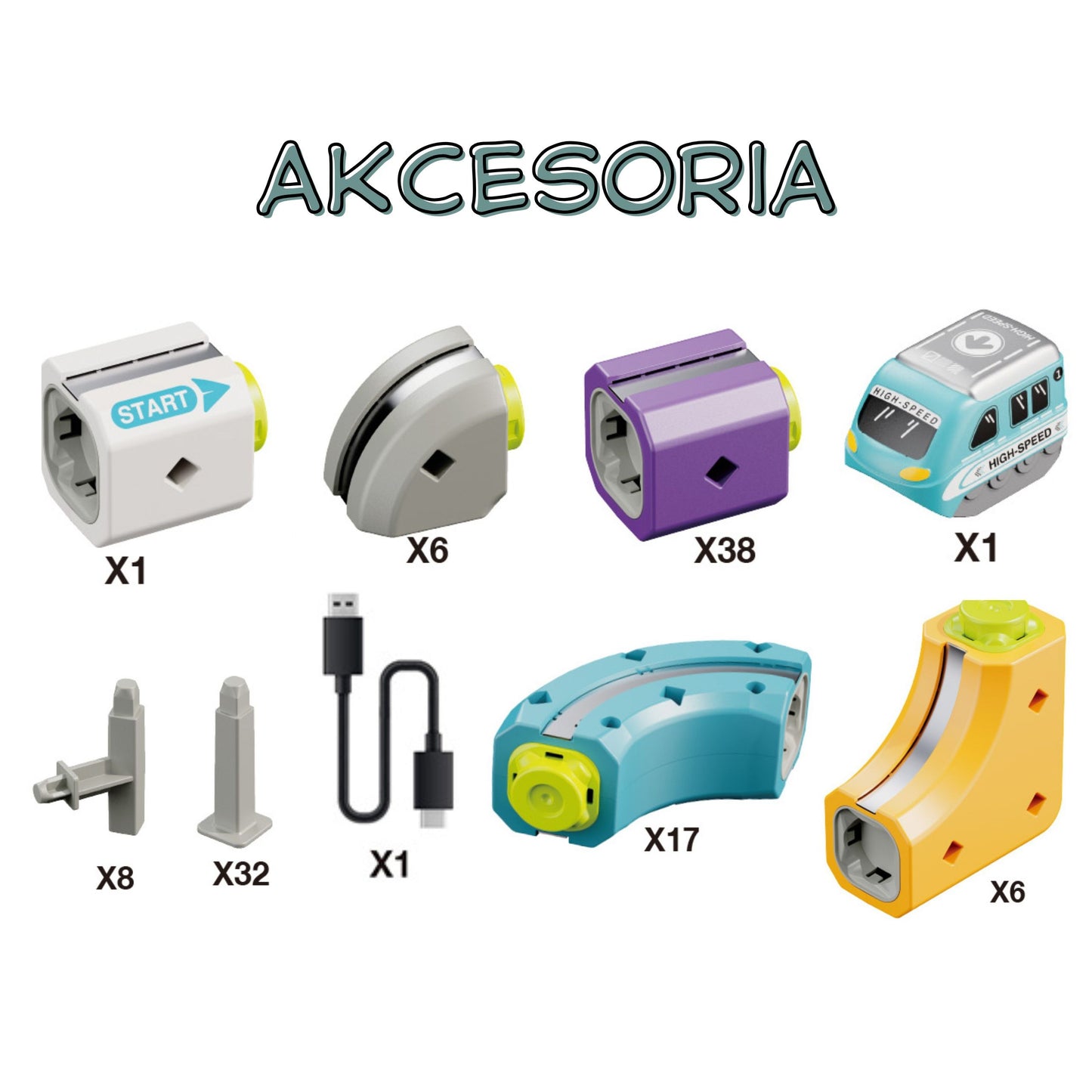 WOOPIE Magnetinė Traukinio Trasa Konstruktorius STEM 54 vnt.
