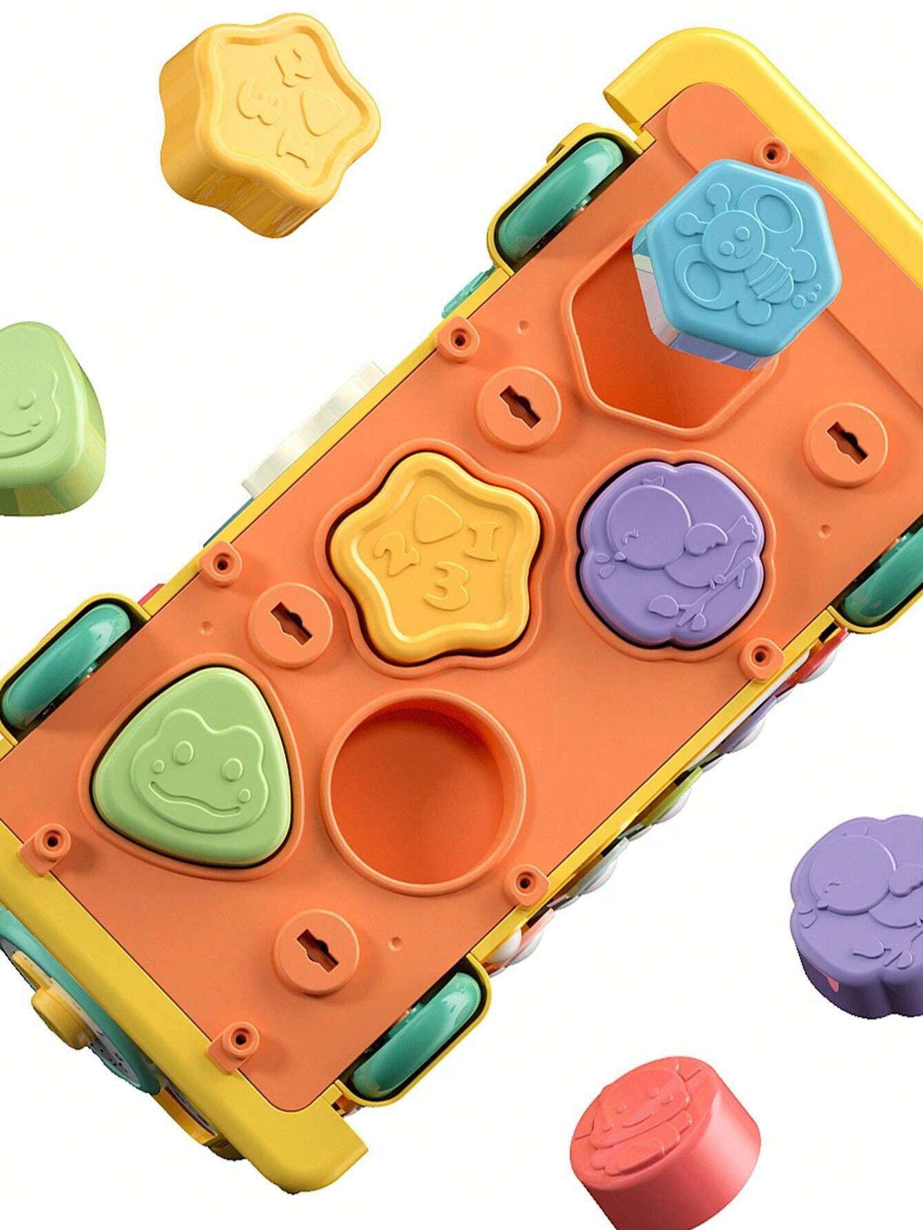 WOOPIE BABY Interaktyvus Montessori Autobusas 6in1 Plaktukas Cimbolai +18m
