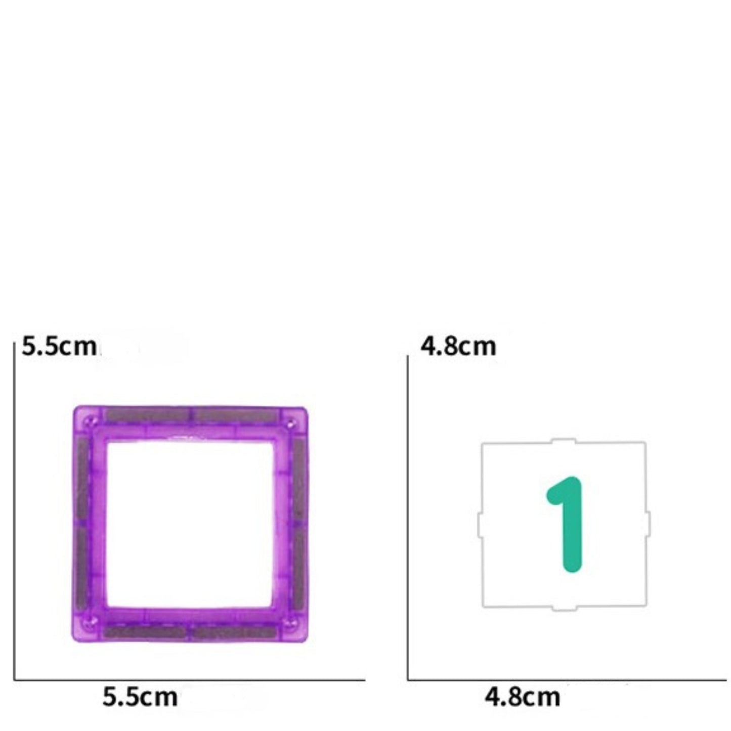 Dvi sukonstruotos figūros iš WOOPIE magnetinių kaladėlių 3D rinkinio skaičiavimui – vaizdas 2