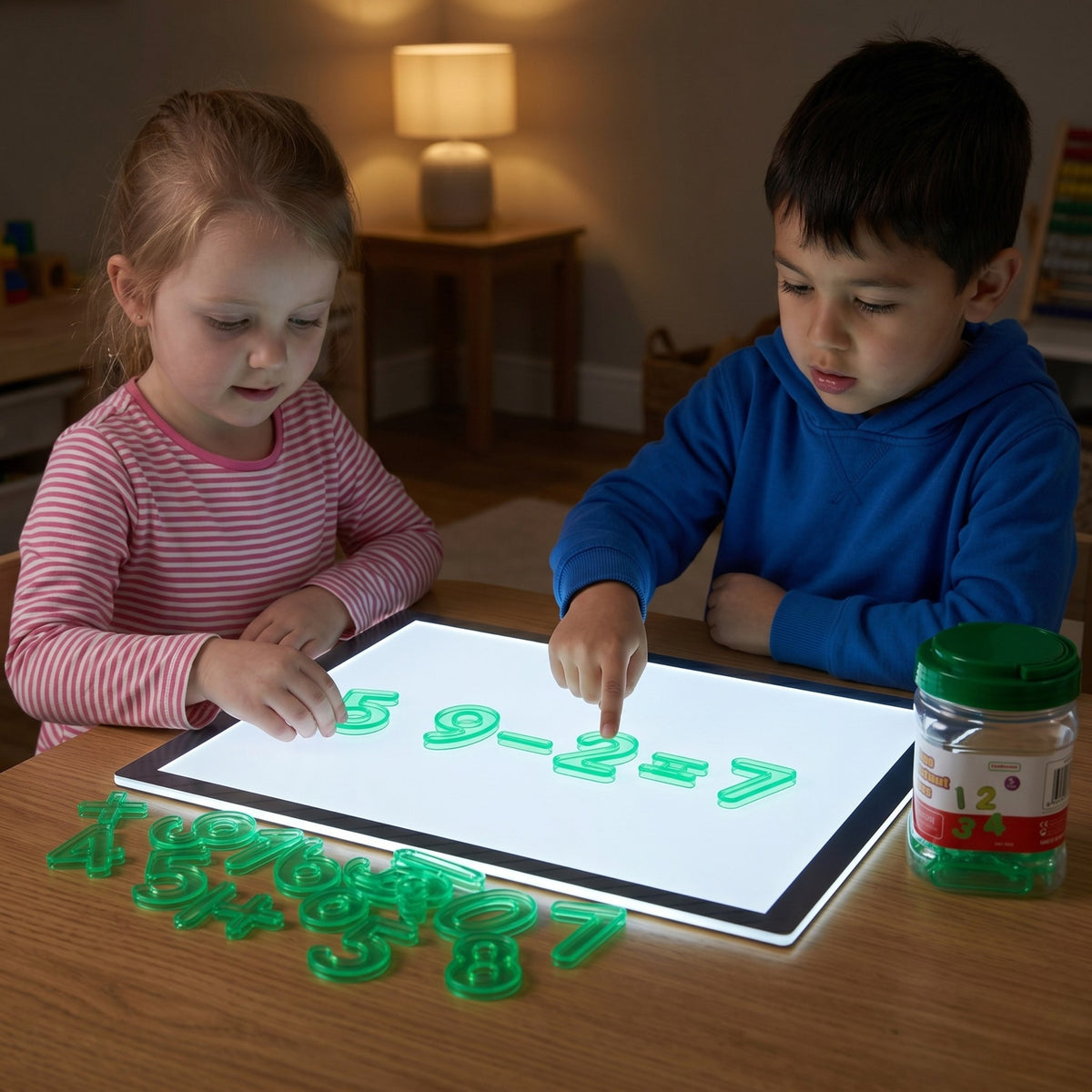 MASTERKIDZ Skaidrūs Skaičiai Matematikai ant Šviesos Plokštės – 55 mm