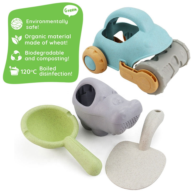 WOOPIE GREEN Smėlio rinkinys su mašinėle, 10 dalių, biologiškai skaidus, organinis – vaizdas 4