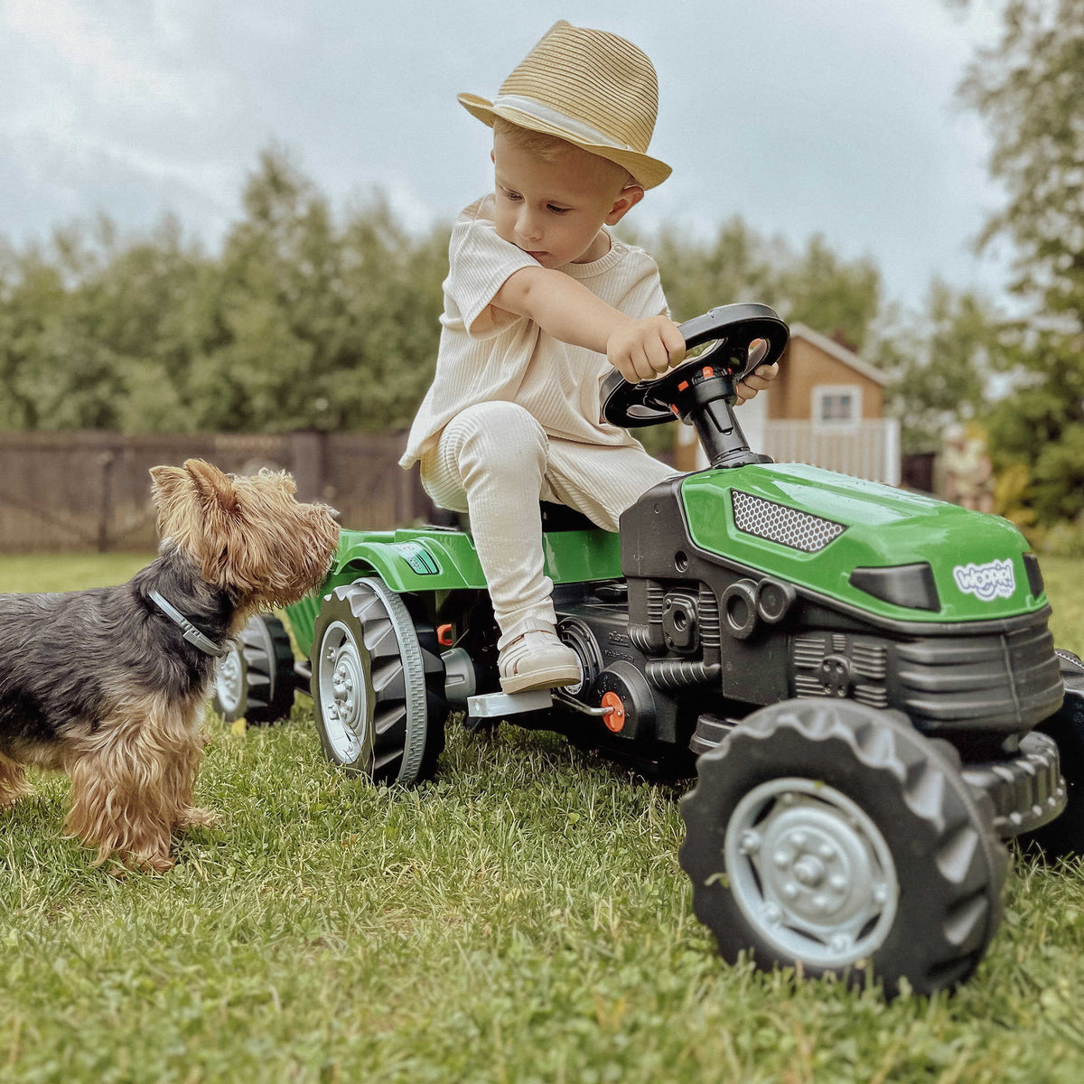 WOOPIE Farmer GoTrac MAXI minamas traktoriukas su priekaba