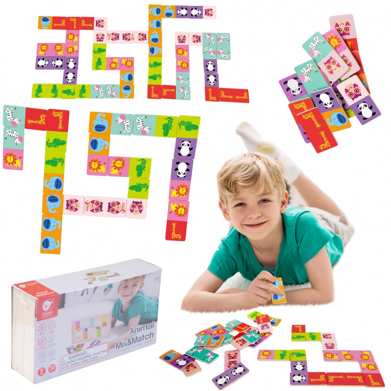 CLASSIC WORLD medinių dėlionių Domino žaidimas su gyvūnais – pagrindinis vaizdas