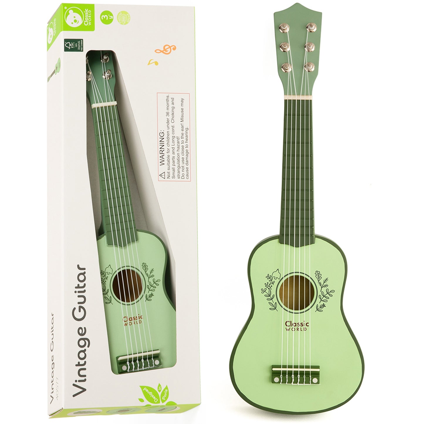 CLASSIC WORLD Vintage medinė gitara vaikams 3+ – pagrindinis vaizdas