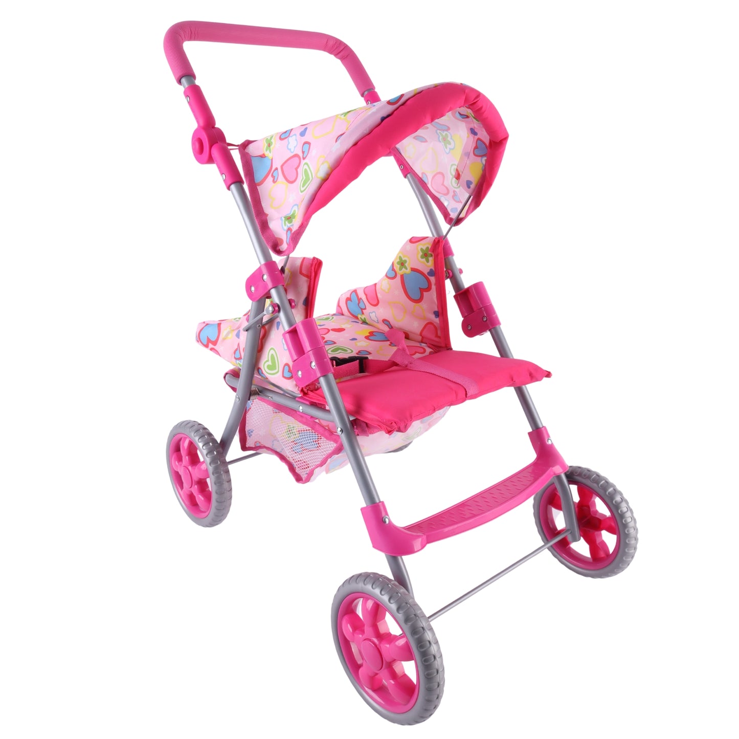 WOOPIE ROYAL Lėlių vežimėlis-skėtukas su spalvotomis širdelėmis – vaizdas 2