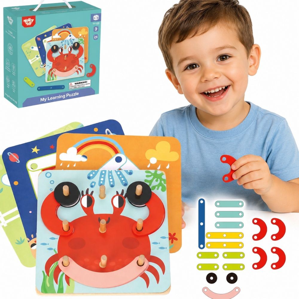 TOOKY TOY Medinė Mozaika su Karoliukais Gyvūnų Raštai 30 el.