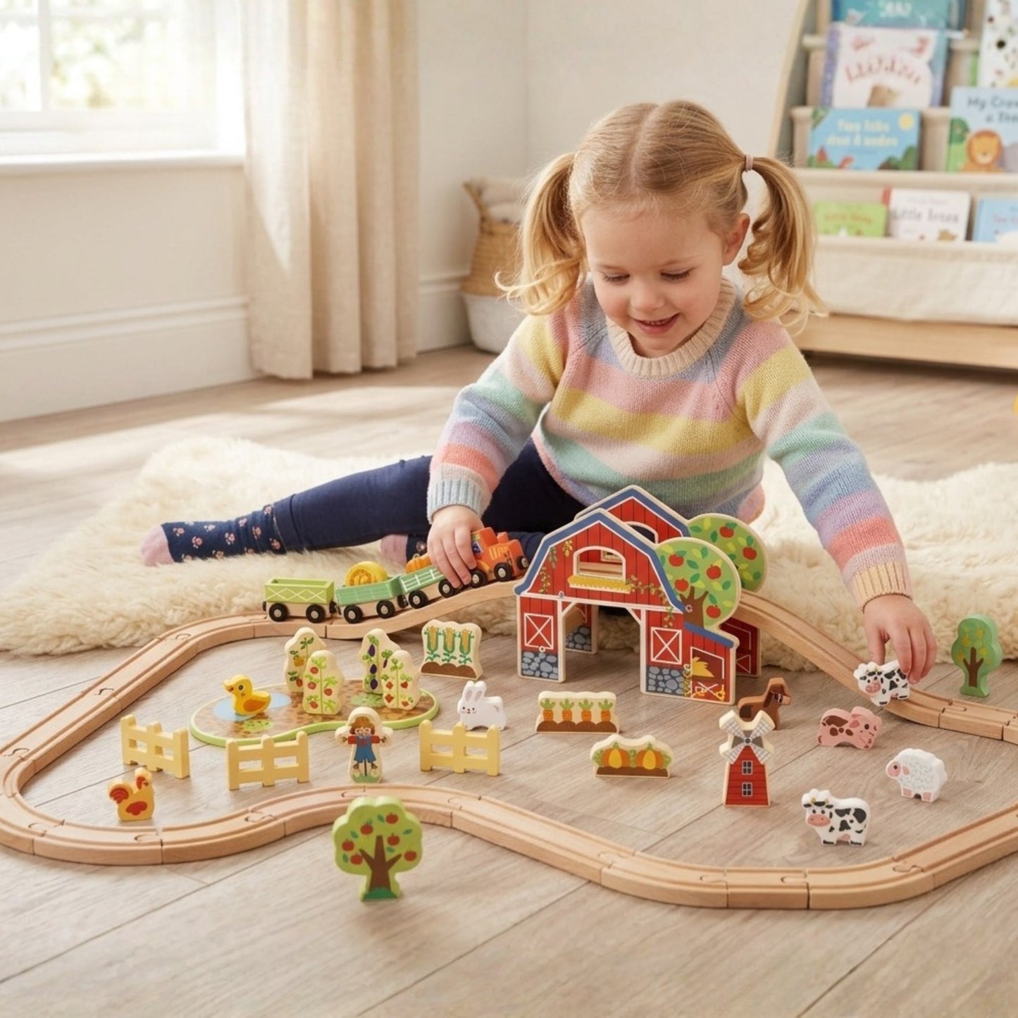 TOOKY TOY Medinis Ūkio Traukinio Rinkinys 48 detalės