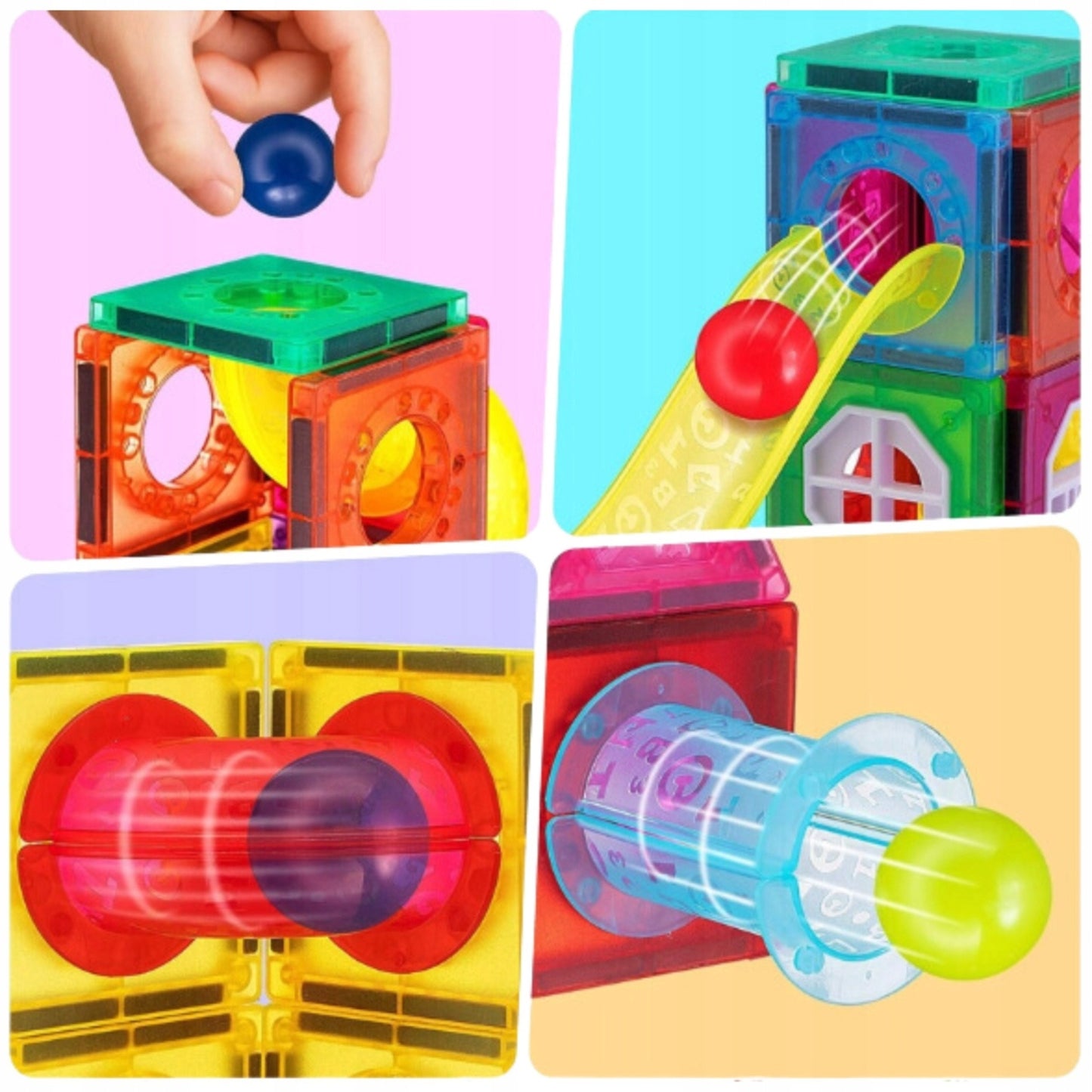 WOOPIE Magnetiniai 3D blokeliai Kamuoliukų Trasa 42 vnt.