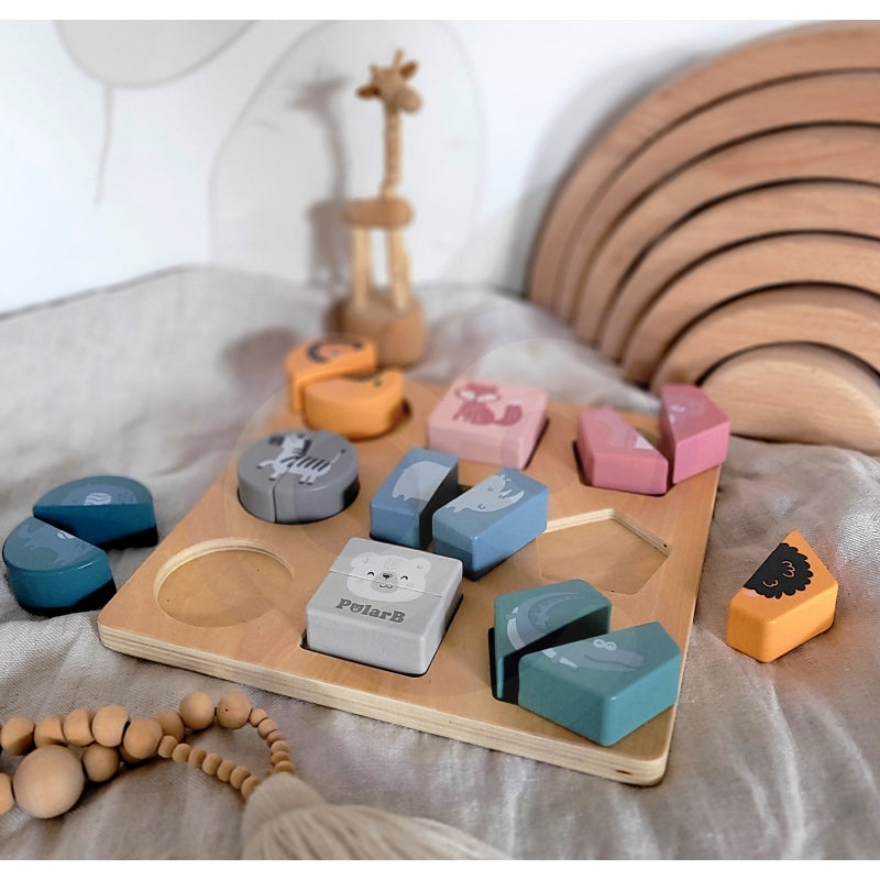 Viga medinės dėlionės kaladėlės - Gyvūnai - PolarB