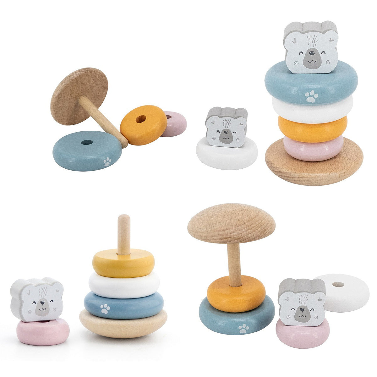 VIGA PolarB Medinė piramidė ir kalimo žaislas, Montessori