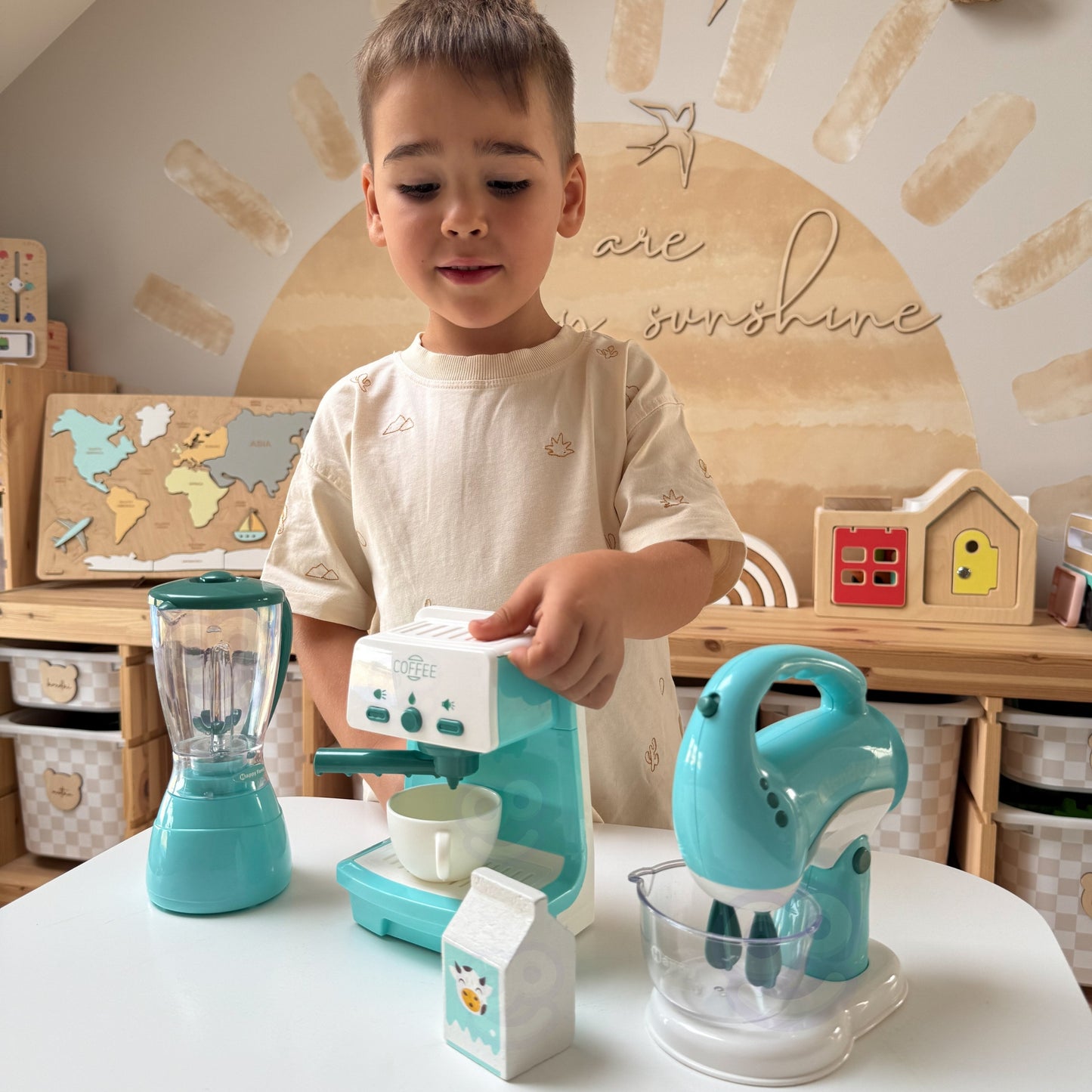 WOOPIE 3-in-1 Virtuvės Prietaisų Rinkinys: Kavos Aparatas, Mikseris, Blenderis