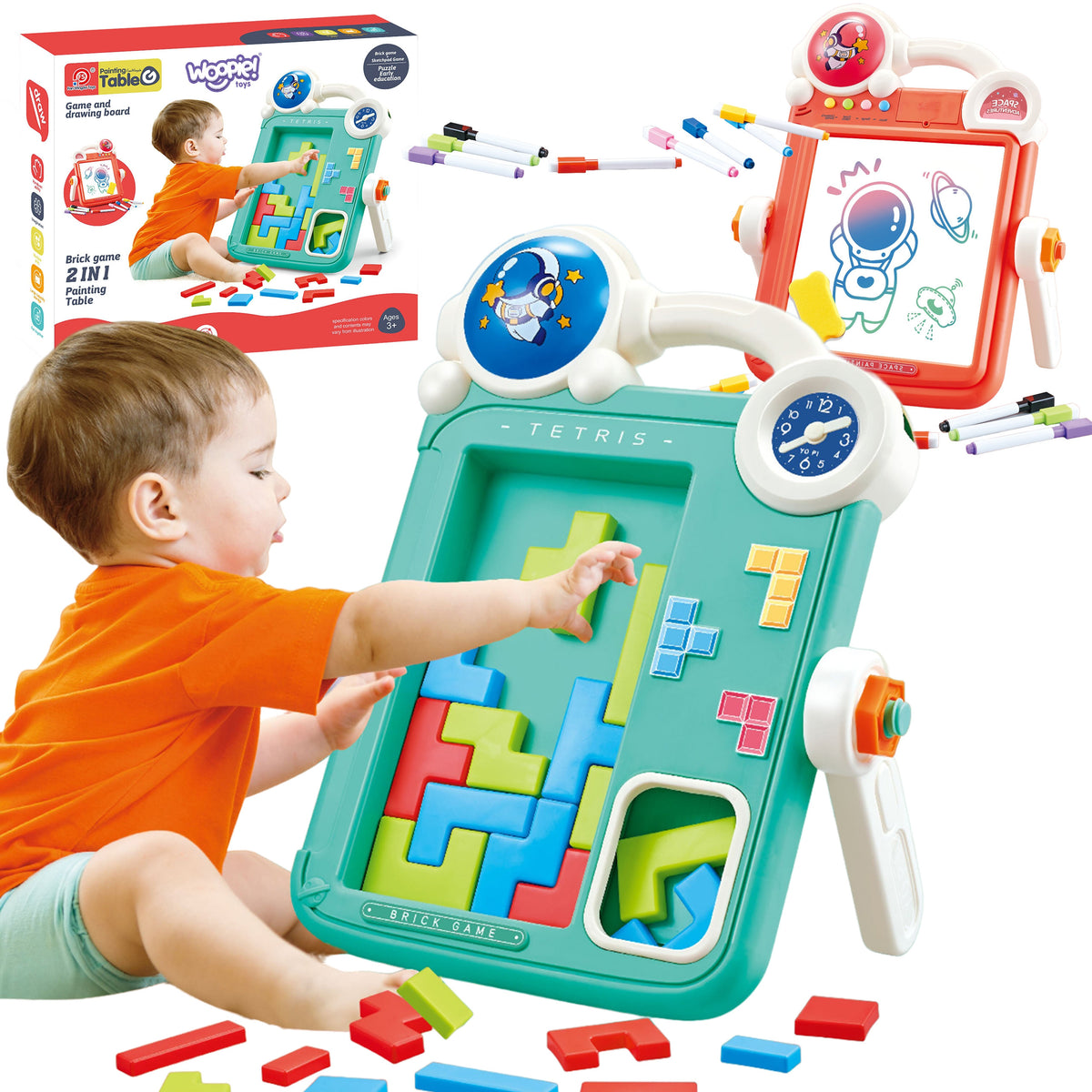 WOOPIE 2 viename Piešimo Lenta ir Tetris Žaidimas Vaikams