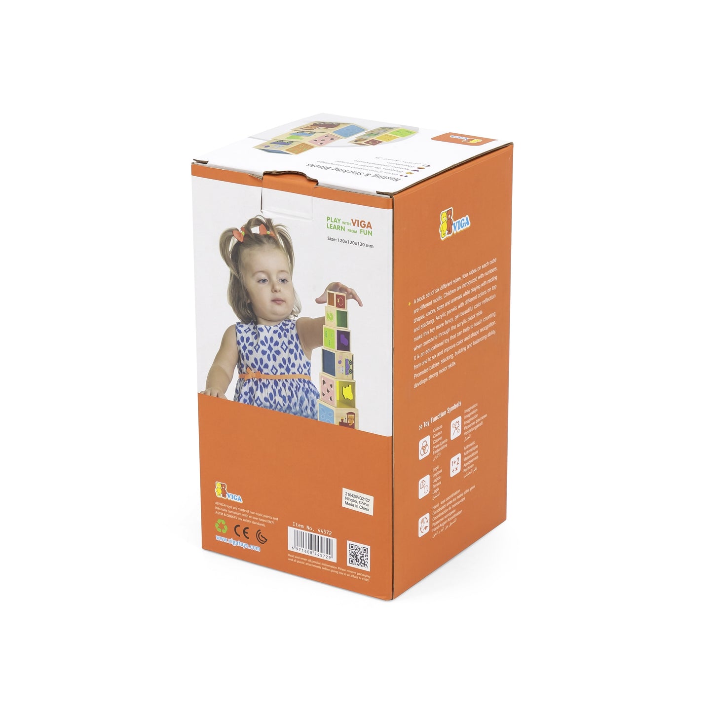 VIGA Medinių Kaladėlių Piramidė Rūšiuoklis Montessori 6 vnt.