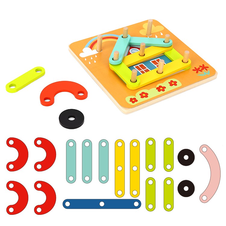 TOOKY TOY Medinė Mozaika su Karoliukais Gyvūnų Raštai 30 el.