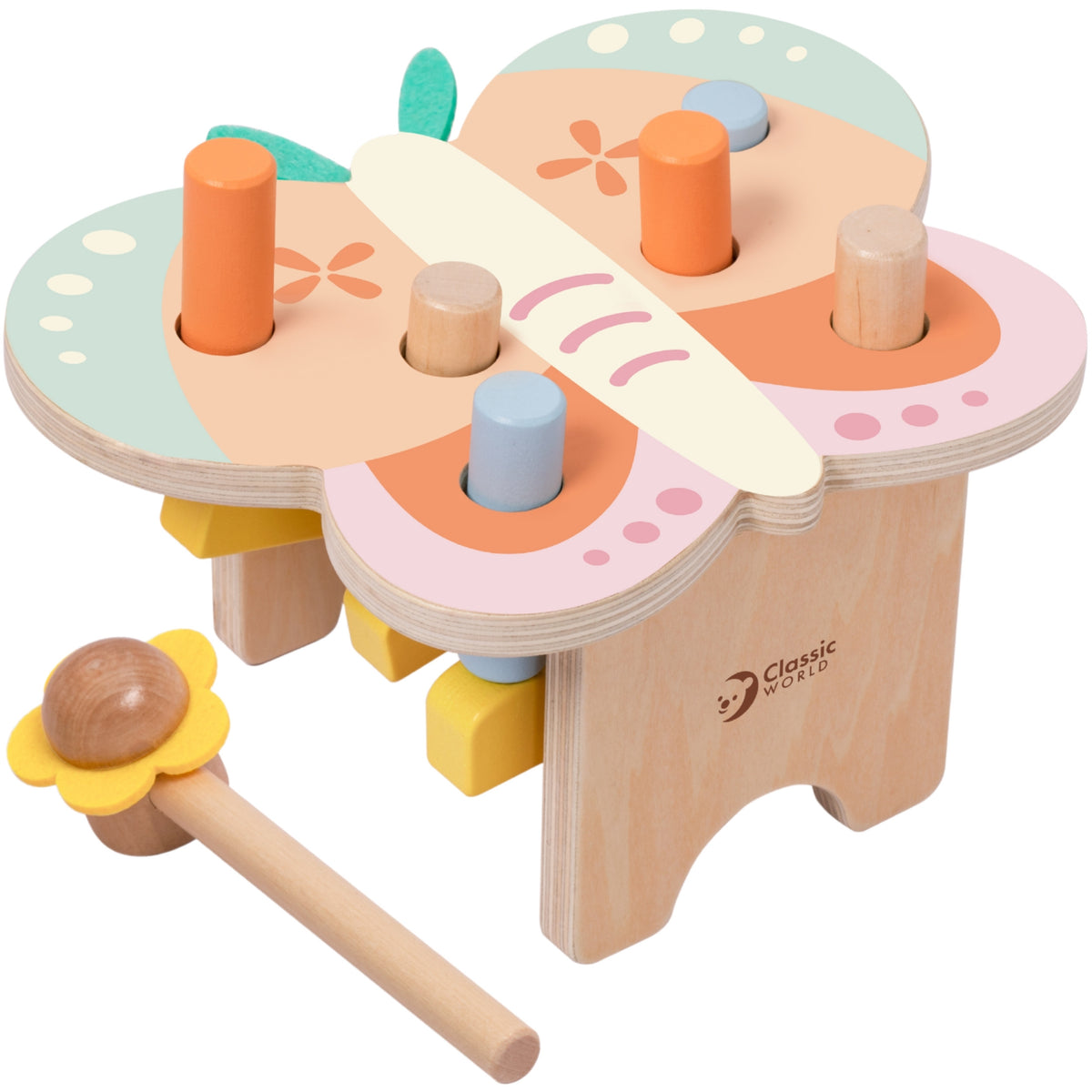 CLASSIC WORLD Montessori Drugelio Kalimo Žaislas su Plaktuku
