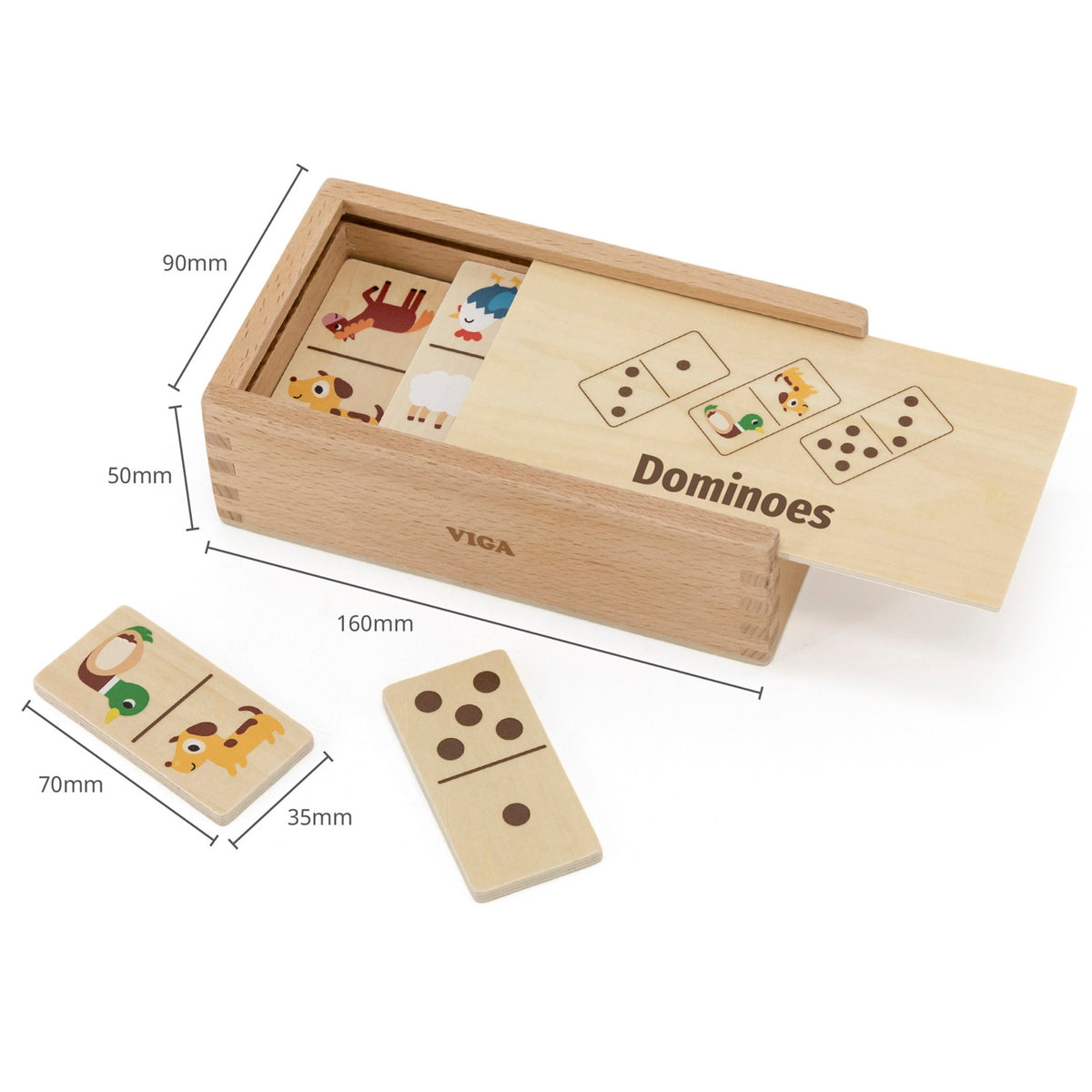 VIGA Medinis Domino 2in1 Gyvūnai ir Skaičiai vaikams
