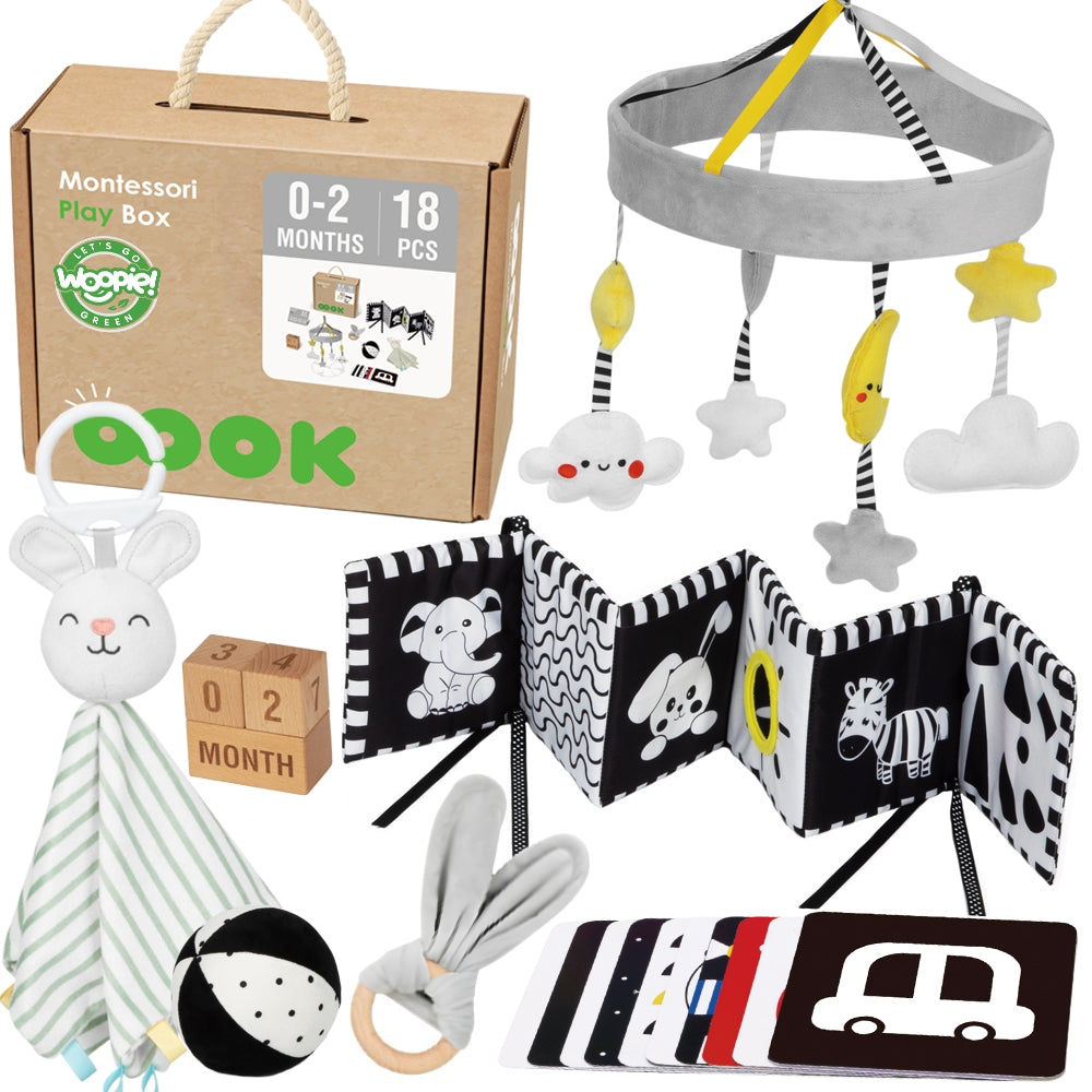 WOOPIE GREEN XXL Montessori edukacinis sensorinis rinkinys 7in1 (18 dalių, 0–2 mėn, FSC) – pagrindinis vaizdas