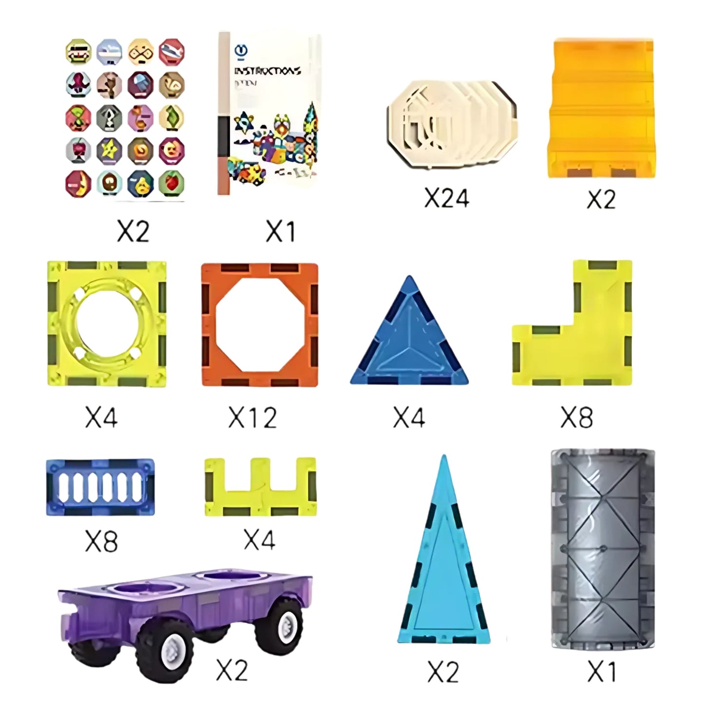 WOOPIE Magnetiniai 3D blokeliai Pilis ir Transportas 71 vnt.
