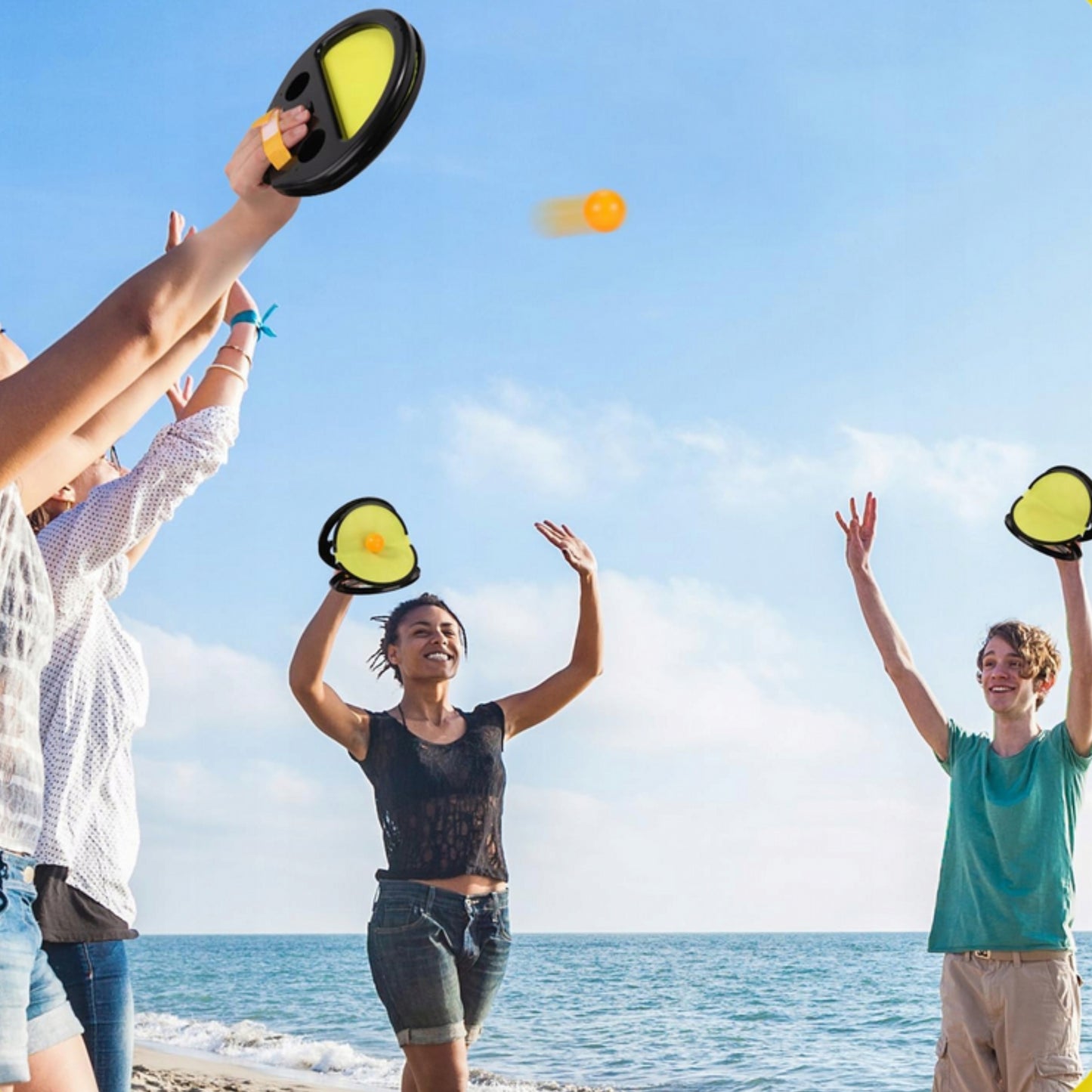 WOOPIE Catch Ball Miklus Rinkinio Žaidimas Mėtyk, gaudyk: 1 Raketė + 2 Kamuoliukai – vaizdas 3